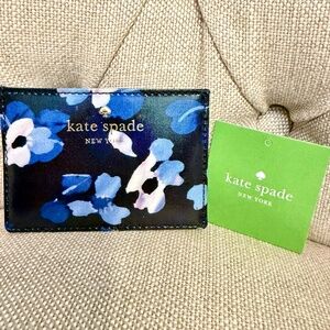 NEW Kate Spade Cedar Street Floral Slim Card Holder Case Black Navy
